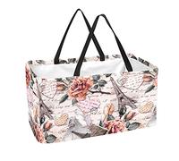 Reusable Shopping Basket Flower Pattern Portable Folding Picnic Grocery Bags Laundry Basket Shopping Tote Bag