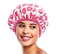 Reusable Shower & Bath Cap & Lined, Oversized Waterproof Shower Caps Large Designed for all Hair Lengths with PEVA Lining & Elastic Band Stretch Hem Hair Hat - Fashionista Showered With Kisses