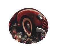 Reusable Shower Cap for Women Men Large Waterproof Shower Bonnet Washable Bath Cap 4th Of July Patriotic Old Red Truck Hair Hat Elastic Band Double Layered Shower Hat for Long Hair, Braids
