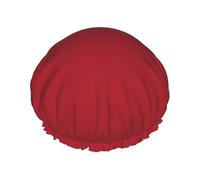 Reusable Shower Cap for Women Men Large Waterproof Shower Bonnet Washable Bath Cap Amaranth red Hair Hat Elastic Band Double Layered Shower Hat for Long Hair, Braids