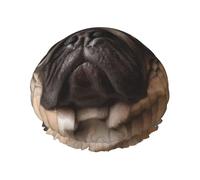 Reusable Shower Cap for Women Men Large Waterproof Shower Bonnet Washable Bath Cap Animal Pug Dog Hair Hat Elastic Band Double Layered Shower Hat for Long Hair, Braids