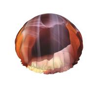 Reusable Shower Cap for Women Men Large Waterproof Shower Bonnet Washable Bath Cap Antelope Canyon Hair Hat Elastic Band Double Layered Shower Hat for Long Hair, Braids