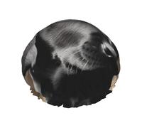 Reusable Shower Cap for Women Men Large Waterproof Shower Bonnet Washable Bath Cap Black Labrador Puppy Hair Hat Elastic Band Double Layered Shower Hat for Long Hair, Braids