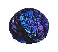 Reusable Shower Cap for Women Men Large Waterproof Shower Bonnet Washable Bath Cap Blue Owl Hair Hat Elastic Band Double Layered Shower Hat for Long Hair, Braids