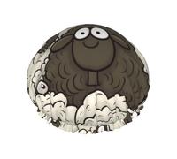 Reusable Shower Cap for Women Men Large Waterproof Shower Bonnet Washable Bath Cap Cartoon Black White Sheep Hair Hat Elastic Band Double Layered Shower Hat for Long Hair, Braids