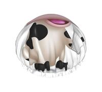 Reusable Shower Cap for Women Men Large Waterproof Shower Bonnet Washable Bath Cap Cartoon Milk Cow Hair Hat Elastic Band Double Layered Shower Hat for Long Hair, Braids