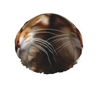 Reusable Shower Cap for Women Men Large Waterproof Shower Bonnet Washable Bath Cap cats Hair Hat Elastic Band Double Layered Shower Hat for Long Hair, Braids
