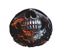 Reusable Shower Cap for Women Men Large Waterproof Shower Bonnet Washable Bath Cap Cool Skull Graphics Hair Hat Elastic Band Double Layered Shower Hat for Long Hair, Braids