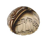 Reusable Shower Cap for Women Men Large Waterproof Shower Bonnet Washable Bath Cap Flute Music Hair Hat Elastic Band Double Layered Shower Hat for Long Hair, Braids