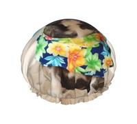 Reusable Shower Cap for Women Men Large Waterproof Shower Bonnet Washable Bath Cap french bulldog summer Hair Hat Elastic Band Double Layered Shower Hat for Long Hair, Braids