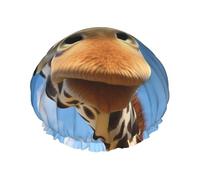 Reusable Shower Cap for Women Men Large Waterproof Shower Bonnet Washable Bath Cap Funny Giraffe Hair Hat Elastic Band Double Layered Shower Hat for Long Hair, Braids