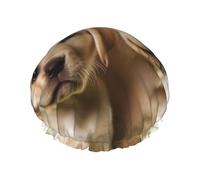Reusable Shower Cap for Women Men Large Waterproof Shower Bonnet Washable Bath Cap Funny Labrador Puppy Dog Hair Hat Elastic Band Double Layered Shower Hat for Long Hair, Braids