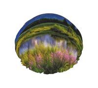 Reusable Shower Cap for Women Men Large Waterproof Shower Bonnet Washable Bath Cap grand teton national park Hair Hat Elastic Band Double Layered Shower Hat for Long Hair, Braids