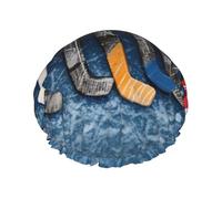 Reusable Shower Cap for Women Men Large Waterproof Shower Bonnet Washable Bath Cap Ice Hockey Sticks Hair Hat Elastic Band Double Layered Shower Hat for Long Hair, Braids