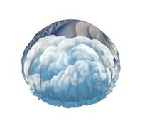 Reusable Shower Cap for Women Men Large Waterproof Shower Bonnet Washable Bath Cap Lamb with A Lion On The Clouds Hair Hat Elastic Band Double Layered Shower Hat for Long Hair, Braids