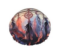 Reusable Shower Cap for Women Men Large Waterproof Shower Bonnet Washable Bath Cap Native American Dream Catcher Hair Hat Elastic Band Double Layered Shower Hat for Long Hair, Braids