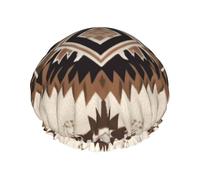 Reusable Shower Cap for Women Men Large Waterproof Shower Bonnet Washable Bath Cap Native American Hair Hat Elastic Band Double Layered Shower Hat for Long Hair, Braids