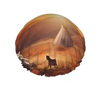 Reusable Shower Cap for Women Men Large Waterproof Shower Bonnet Washable Bath Cap Native American Tribes Hair Hat Elastic Band Double Layered Shower Hat for Long Hair, Braids