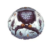 Reusable Shower Cap for Women Men Large Waterproof Shower Bonnet Washable Bath Cap Owl Tree Branches Hair Hat Elastic Band Double Layered Shower Hat for Long Hair, Braids