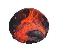 Reusable Shower Cap for Women Men Large Waterproof Shower Bonnet Washable Bath Cap Red Hot Lava from Kilauea Volcano Hair Hat Elastic Band Double Layered Shower Hat for Long Hair, Braids