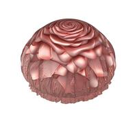 Reusable Shower Cap for Women Men Large Waterproof Shower Bonnet Washable Bath Cap Rose Gold Hair Hat Elastic Band Double Layered Shower Hat for Long Hair, Braids