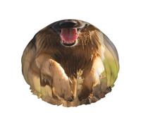 Reusable Shower Cap for Women Men Large Waterproof Shower Bonnet Washable Bath Cap Running german shepherd dog Hair Hat Elastic Band Double Layered Shower Hat for Long Hair, Braids