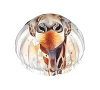 Reusable Shower Cap for Women Men Large Waterproof Shower Bonnet Washable Bath Cap Stylish Animal Watercolor Giraffe Hair Hat Elastic Band Double Layered Shower Hat for Long Hair, Braids