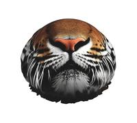 Reusable Shower Cap for Women Men Large Waterproof Shower Bonnet Washable Bath Cap Tiger Face Hair Hat Elastic Band Double Layered Shower Hat for Long Hair, Braids