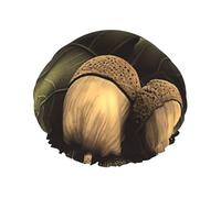 Reusable Shower Cap for Women Men Large Waterproof Shower Bonnet Washable Bath Cap Two acorns Hair Hat Elastic Band Double Layered Shower Hat for Long Hair, Braids