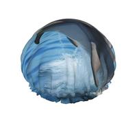 Reusable Shower Cap for Women Men Large Waterproof Shower Bonnet Washable Bath Cap Two Dolphins Hair Hat Elastic Band Double Layered Shower Hat for Long Hair, Braids