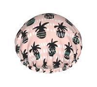 Reusable Shower Cap For Women Pine Doodle Print Bath Cap Double Layer Waterproof Shower Hair Protector Adjustable Elastic Band Shower Hat For Home Spa Salon Bathing Caps