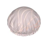 Reusable Shower Cap For Women Rose Gold Marble Bath Double Layer Waterproof Hair Protector Adjustable Ela stic Band