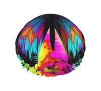 Reusable Shower Cap for Women Waterproof Bath Caps Double Layer Bath Hair Caps Colorful Butterfly Shower Hat for Ladies Spa Salon, Large Size for All Hair Lengths