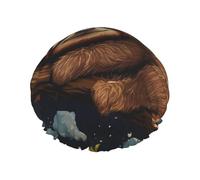 Reusable Shower Cap for Women Waterproof Bath Caps Double Layer Bath Hair Caps Cute Sloths Sleeping Shower Hat for Ladies Spa Salon, Large Size for All Hair Lengths