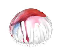 Reusable Shower Cap for Women Waterproof Bath Caps Double Layer Bath Hair Caps Flamingo Watercolor Shower Hat for Ladies Spa Salon, Large Size for All Hair Lengths