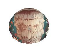 Reusable Shower Cap for Women Waterproof Bath Caps Double Layer Bath Hair Caps Flower Alpaca Shower Hat for Ladies Spa Salon, Large Size for All Hair Lengths