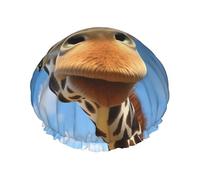 Reusable Shower Cap for Women Waterproof Bath Caps Double Layer Bath Hair Caps Funny Giraffe Shower Hat for Ladies Spa Salon, Large Size for All Hair Lengths