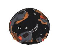 Reusable Shower Cap for Women Waterproof Bath Caps Double Layer Bath Hair Caps I Love My Dog Dachshunds Shower Hat for Ladies Spa Salon, Large Size for All Hair Lengths