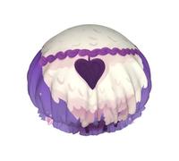 Reusable Shower Cap for Women Waterproof Bath Caps Double Layer Bath Hair Caps Love alpaca purple Shower Hat for Ladies Spa Salon, Large Size for All Hair Lengths