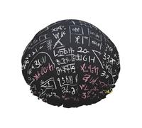 Reusable Shower Cap for Women Waterproof Bath Caps Double Layer Bath Hair Caps Math Formula Shower Hat for Ladies Spa Salon, Large Size for All Hair Lengths