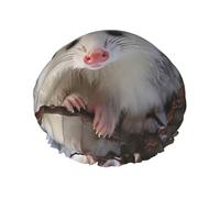 Reusable Shower Cap for Women Waterproof Bath Caps Double Layer Bath Hair Caps Opossum In Snow Shower Hat for Ladies Spa Salon, Large Size for All Hair Lengths