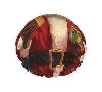 Reusable Shower Cap for Women Waterproof Bath Caps Double Layer Bath Hair Caps Santa Claus Shower Hat for Ladies Spa Salon, Large Size for All Hair Lengths