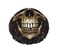 Reusable Shower Cap for Women Waterproof Bath Caps Double Layer Bath Hair Caps Skulls Shower Hat for Ladies Spa Salon, Large Size for All Hair Lengths