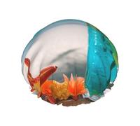 Reusable Shower Cap for Women Waterproof Bath Caps Double Layer Bath Hair Caps Tropical Cocktail Shower Hat for Ladies Spa Salon, Large Size for All Hair Lengths