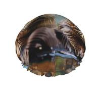 Reusable Shower Cap Otter Print Shower Cap for Women Double Layer Waterproof Quick Dry Bath Cap