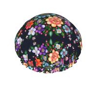 Reusable Shower Caps Flower Diamond Print Shower Caps for Women Double Layer Hair Cap Adult Hair Cap for All Hair