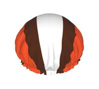 Reusable Shower Caps Orange and White Stripe Print Shower Caps for Women Double Layer Hair Cap Adult Hair Cap for All Hair