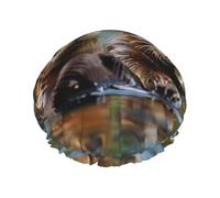 Reusable Shower Caps Otter Print Shower Caps for Women Double Layer Hair Cap Adult Hair Cap for All Hair
