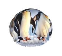 Reusable Shower Caps Young Penguin Print Shower Caps for Women Double Layer Hair Cap Adult Hair Cap for All Hair