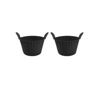 Reusable Silicone Baking Cups, Non-stick Muffin Cupcake Molds With Double Handles, BPA-free, Mini Round Air Fryer Lining(Black 2PCS)